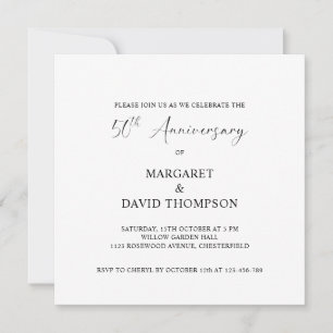 Convites Foto Minimalista Preto e Branco 50º Aniversário
