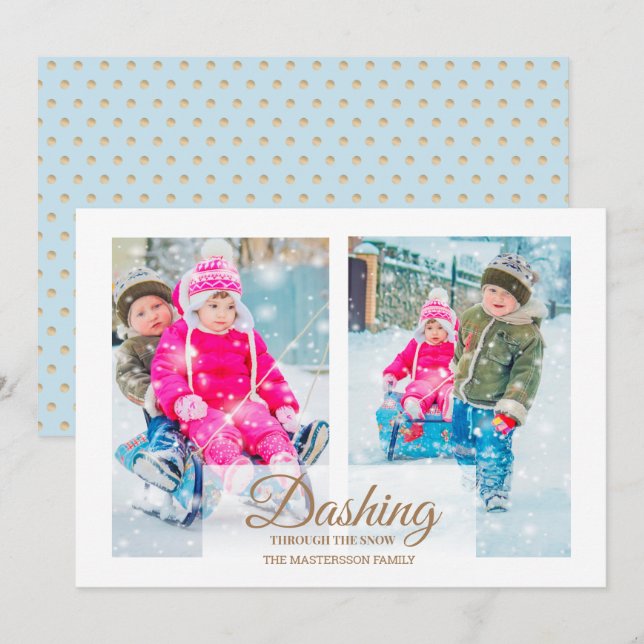 Convites Foto Moderna 2 A Despenhar Através Do Natal Da Nev (Frente/Verso)