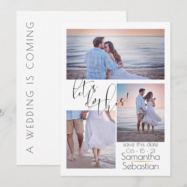 Convites Foto moderna 3 permite salvar a data (Frente/Verso)