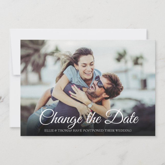 Convites Foto moderna Alterar a data adiada cancelada (Frente)