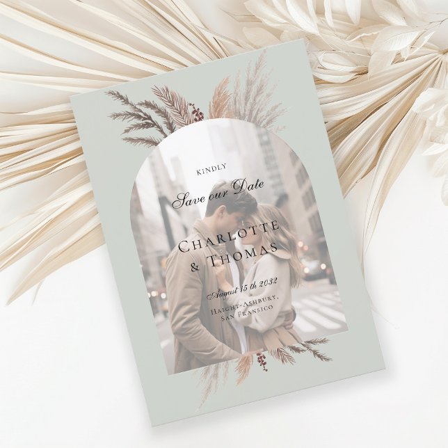 Convites Foto Moderna Boho Pampasgras (Criador carregado)