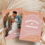 Convites Foto Moderna Brilhante e Negra Casamento Retroativ<br><div class="desc">Foto Moderna Brilhante,  Groovy,  Convite para Casamento Retroativo</div>