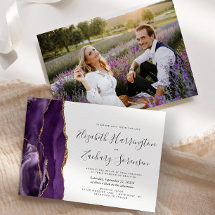 Convites Foto Moderna Casamento Dourado de Agata Roxo
