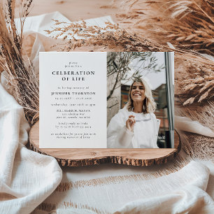 Convites Foto Moderna Celebração do Memorial Funeral da Vid