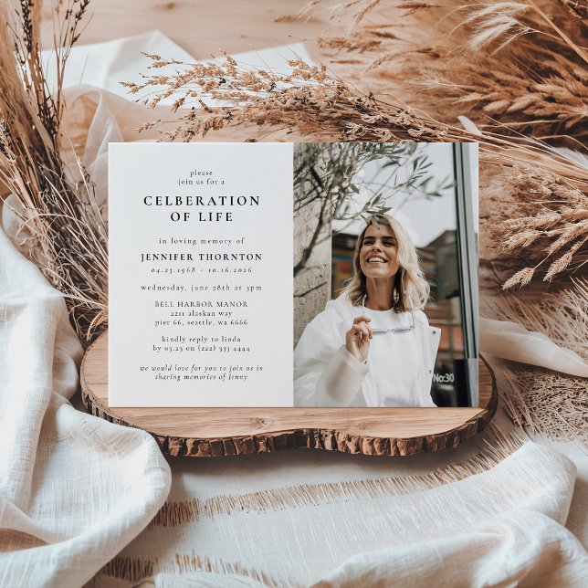 Convites Foto Moderna Celebração do Memorial Funeral da Vid (Criador carregado)