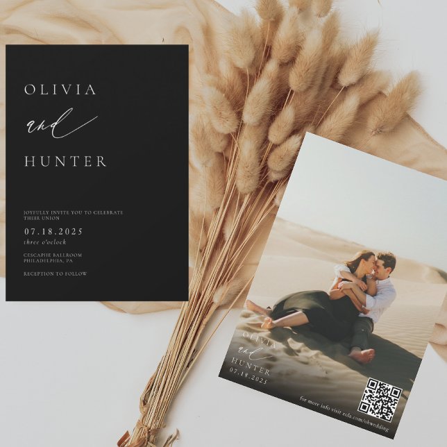 Convites Foto Moderna Chic Casamento Preto e Branco (Criador carregado)