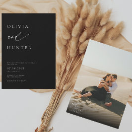 Convites Foto Moderna Chic Casamento Preto e Branco