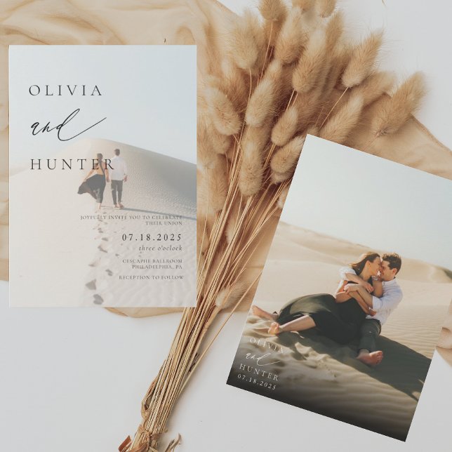 Convites Foto Moderna Chic Casamento Preto e Branco (Criador carregado)