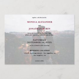 Convites Foto Moderna com Casamento Burgundy - Horizontal