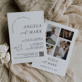 Convites Foto moderna com código QR Casamento preto e branc