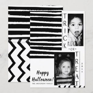 Convites Foto Moderna de Halloween em Preto e Branco de Alt