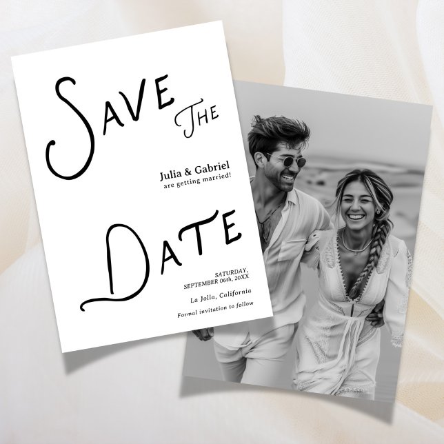 Convites Foto Moderna de Save The Date (Modern Save The Date Photo Blue Invitation)