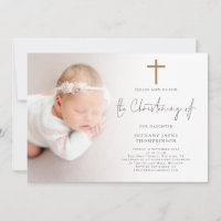 Foto Moderna Dourada Glitter Cross Christening