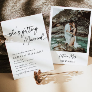 Convites Foto moderna Ela está se casando com o Chá de pane