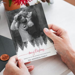 Convites Foto Moderna Feliz Natal Árvores Brancas Feriados