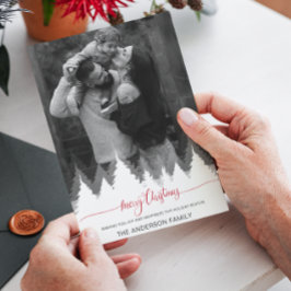 Convites Foto Moderna Feliz Natal Árvores Brancas Feriados