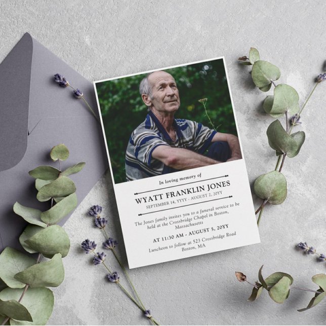 Convites Foto Moderna Mínima Em Memória Adorável (Criador carregado)