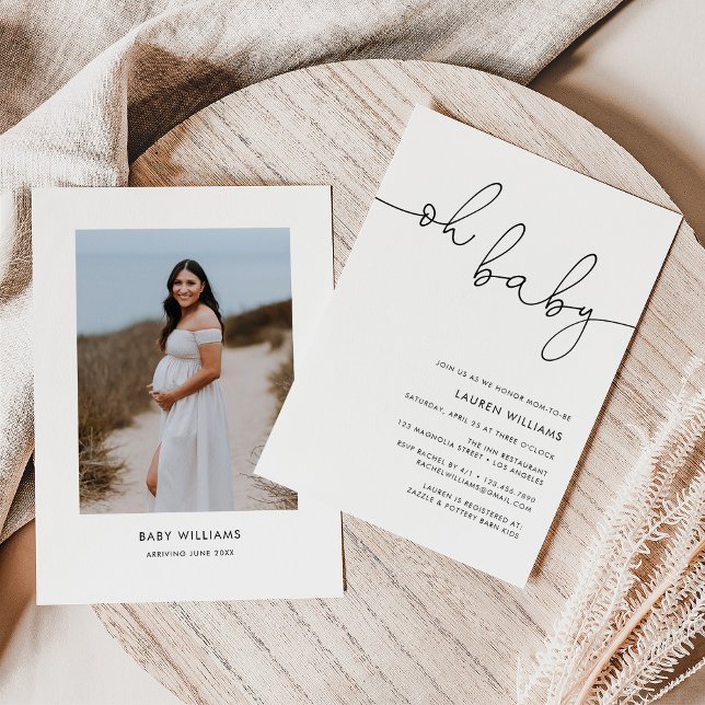 Convites Foto moderna - Oh Chá de fraldas bebê (Criador carregado)