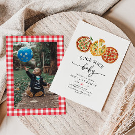 Convites Foto Moderna - Pizza Bebê Fatia Primeiro Aniversár
