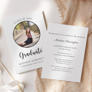 Convites Foto Moderna Preta e Branca Foto Graduação