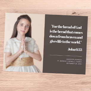 Convites Foto Moderna Primeira Sagrada citação Comunitár