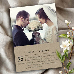 CONVITES FOTO MODERNA RUSTICA DE TIPOGRAFIA DE CASAMENTO DE