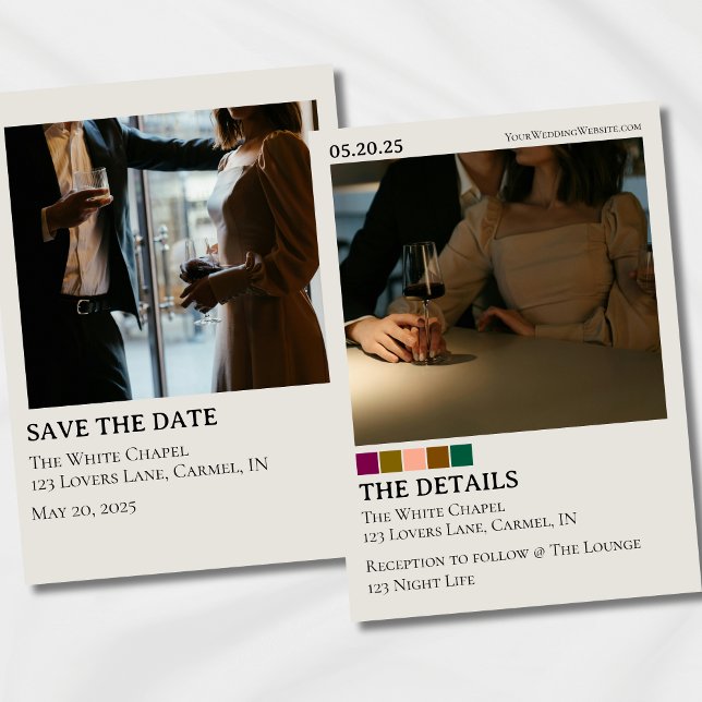 Convites Foto Moderna Salva a Data (Stylish Modern Save the Date card featuring a full photo and details.)