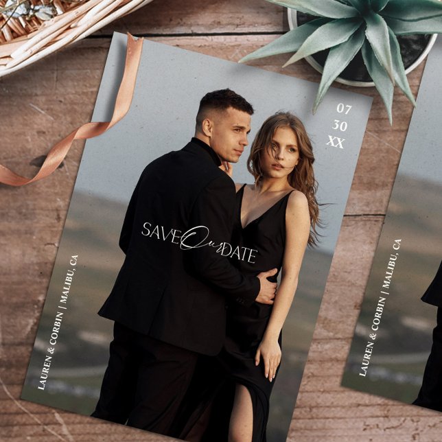 Convites Foto Moderna Salva nossa Data (Criador carregado)