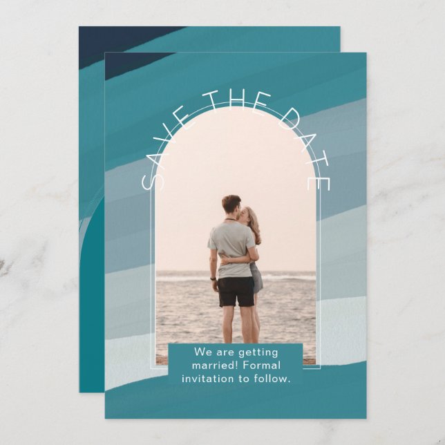 Convites Foto Moderna Salva O Casamento De Datas (Frente/Verso)