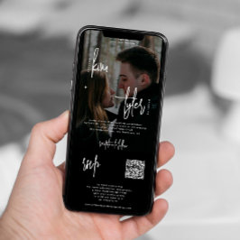 Convites Foto moderna, tudo em um código QR: casamento pret