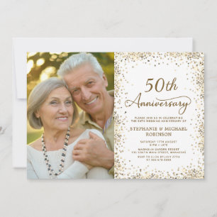 Convites Foto Moderno Aniversário de 50 Anos de Casamento c