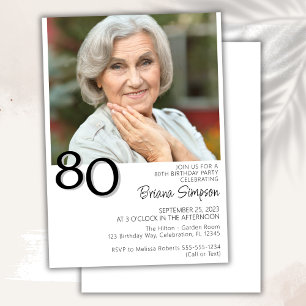 Convites Foto Moderno Minimalista 80 Anos