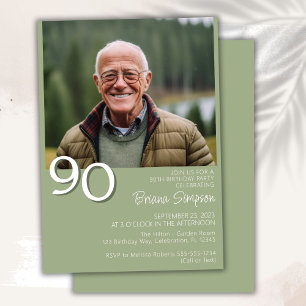 Convites Foto Moderno Minimalista Aniversário de 90 anos Ve