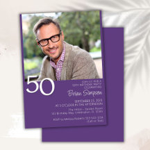 Foto Moderno Minimalista Roxo Aniversário de 50 an