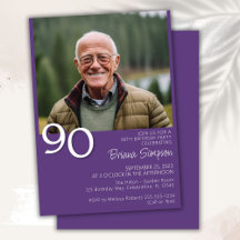 Foto Moderno Minimalista Roxo Aniversário de 90 an