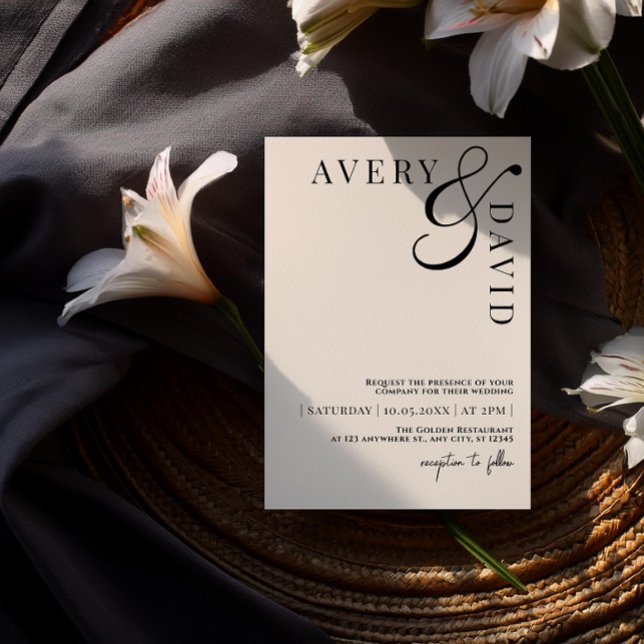 Convites Foto monocromática de casamento moderno minimalist (Criador carregado)