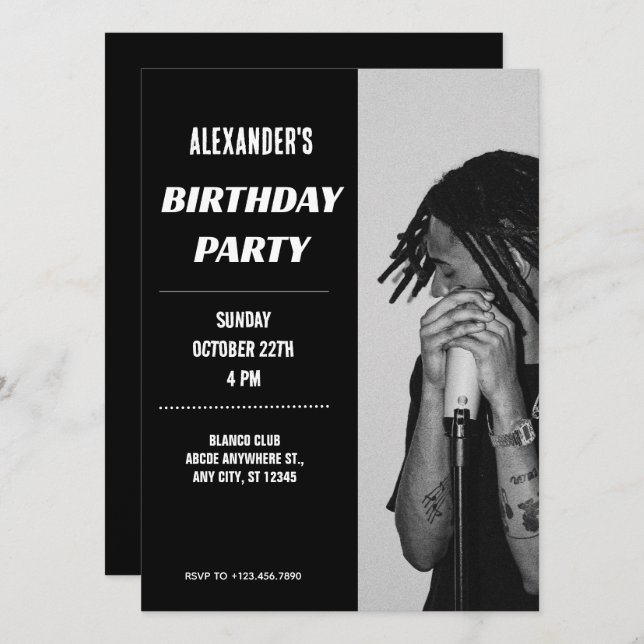 Convites foto monocromática moderna (Frente/Verso)