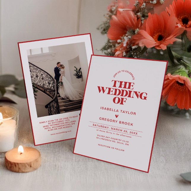 Convites Foto monocromática moderna com Casamento de Código (Criador carregado)
