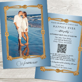 Convites Foto Náutica QR Felizmente Após Casamento