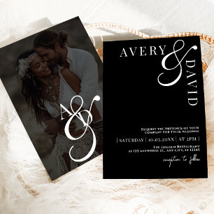 Convites Foto Negra De Casamento Moderno Minimalista