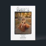 Convites Foto Negra Moderna Trendy Mínimo Sweet 16<br><div class="desc">Personalize como quiser.</div>