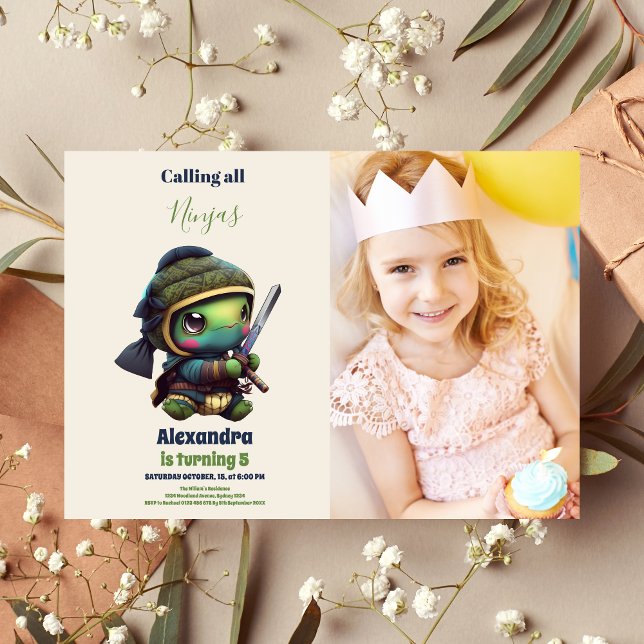 Convites Foto Ninja Karate Martial Arts Festa de aniversári (Criador carregado)