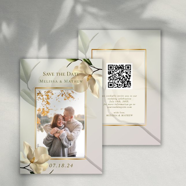 Convites Foto: Oriental Magnolia Casamento Salve a Data (Photo Oriental Magnolia Wedding Save the Date Invitation)