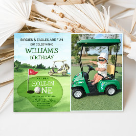 Convites Foto Par-tee do primeiro aniversario de Golfe Verd