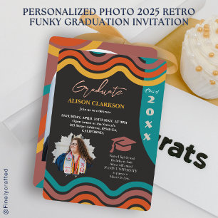 Convites Foto Personalizada 2025 Graduação Retro Funky