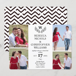 Convites Foto personalizada: 4 Foto Laurel Monogrammed Wedd