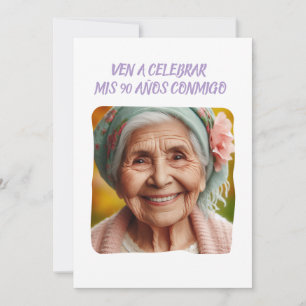 Convites Foto Personalizada 90 Anos Festa de Aniversário