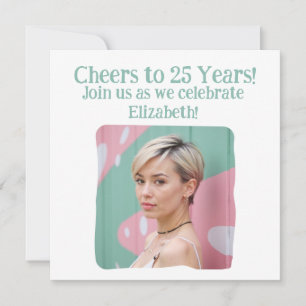 Convites Foto personalizada anima a 25 anos de aniversário 