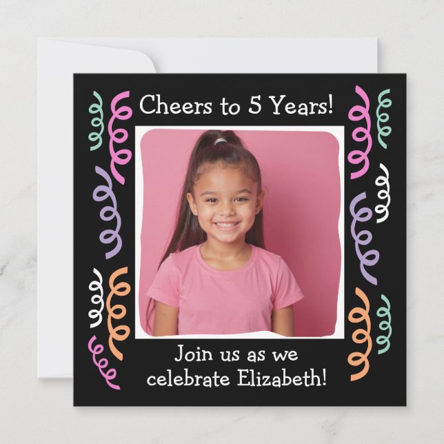 Convites Foto personalizada anima a 5 anos de streaming de  (Frente)