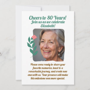 Convites Foto personalizada anima o aniversário de 80 de 80